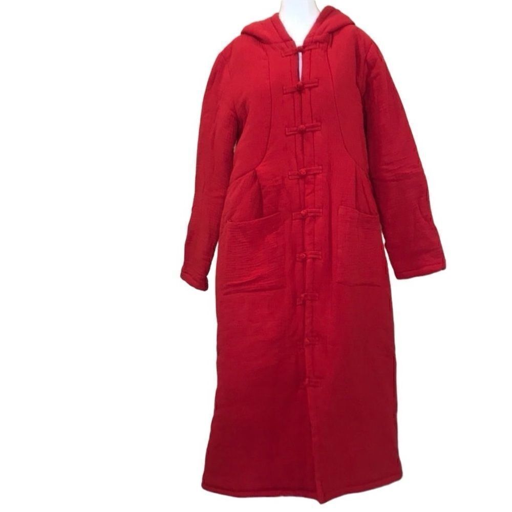 Vintage Gracila Red long Coat W/ Hood Sz. M NWT